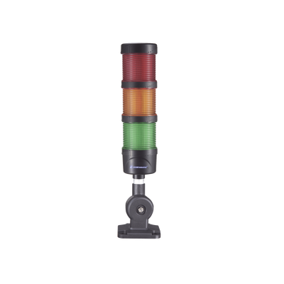 Torre LED Indicadora de estado de 3 niveles color Rojo, Ámbar y Verde, con Buzzer integrado a 85 dB,  a 110-240 VCA con Montaje incluido de 60 mm de diámetro | EI-3-RAG-110240