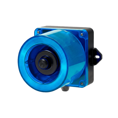 Combinacion de baliza LED color Azul y sirena electrónica de 31 tonos resistente a la intemperie de volumen máx. 123 dB a 110-220 VCA | QWCD50-110240-B-LC