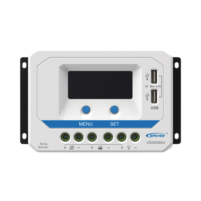 Controlador Solar de Carga PWM 12/24/36/48 V 30 A, Salida USB, con Display | VS-3048-AU