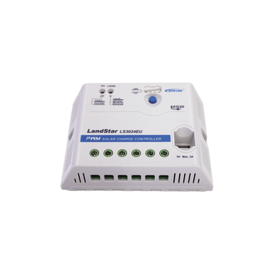 Controlador Solar PWM 12/24 V 30 A, Salida USB | LS-3024-EU