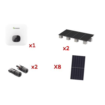 Kit Solar Interconexion  / 5kW  220Vca / Inversor GROWATT / Montaje Incluido | MIN5000KIT1