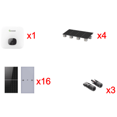Kit Solar Interconexion  / 10kW  220Vca / Inversor GROWATT / Montaje Incluido | MIN10000KIT1