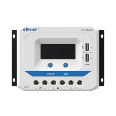 Controlador Solar de Carga PWM 12/24/36/48 V 45 A, Salida USB, con Display | VS-4548-AU