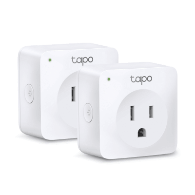 Mini tomacorriente inteligente Wi-Fi, 100 - 120V~, 50/60Hz, 15.0A, compatible con Amazon Alexa y Google Assistant, color blanco. | TAPOP100-2P