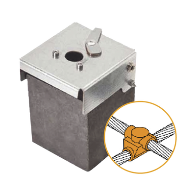 Molde de grafito horizontal unión en cruz sobrepuesta de cable 2/0 AWG (pasante) con cable 2/0 AWG (terminal). | AT-W20/W20/XS