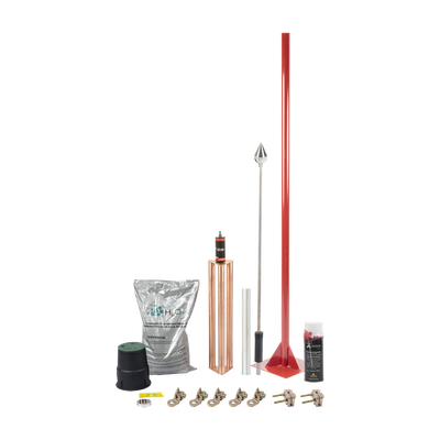 Kit Pararrayo con Punta en Aluminio con Accesorios para Protección de Diámetro de 160 m. | KIT-MASTER-01-V2