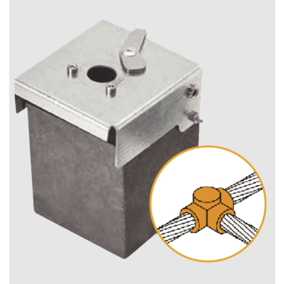 Molde de grafito horizontal unión en T horizontal de cable 1/0 AWG (pasante) con cable 1/0 AWG (terminal). | ATW10/W10/TH