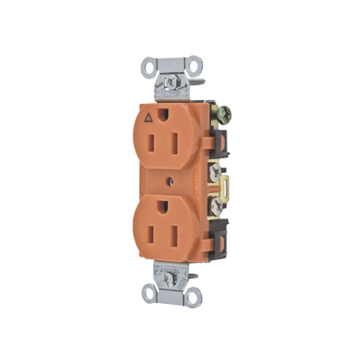 Contacto Dúplex Conexión a Tierra Aislada/ 15A 125V/ 2 polos 3 Hilos/ Nema 5-15R /Grado Comercial/ Color Naranja. | HUB-IG-5252