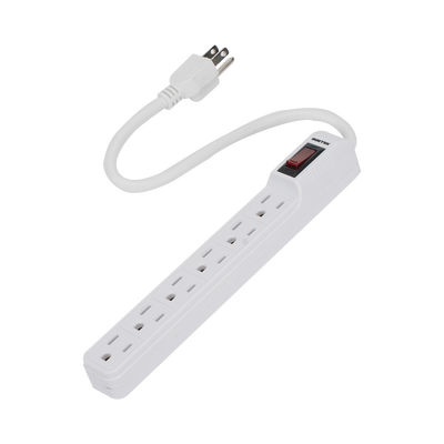 Multicontacto con cable 30 cm. 6 tomas 127 Vca línea, tierra, neutro 15 A max. | SYS-136201