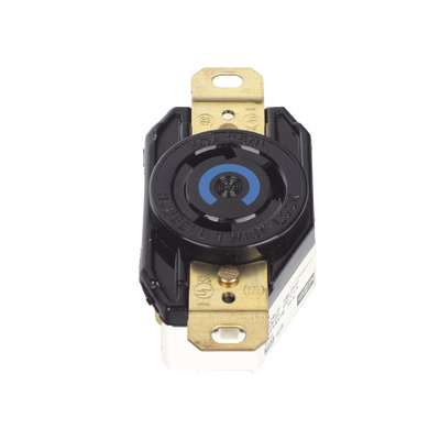 Receptáculo de Media Vuelta Industrial 30 A 250 V CA 2 Polos 3 Hilos (Nema L6-30R) Color Negro. | HUB-HBL-2620