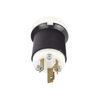 Clavija Industrial con Bloqueo de Media Vuelta / 30 A 250 V CA / 2 Polos 3 Hilos / Color Blanco y Negro / Nema L6-30P. | HUB-HBL-2621