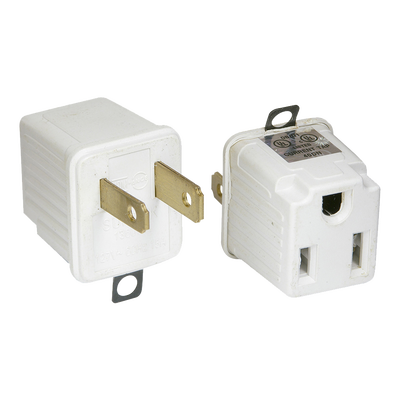 Adaptador clavija de aterrizado a polarizado 2 piezas ABS | SYS-136074