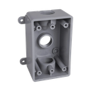 Caja Impermeable de 1 Gang / Profundidad de 2 Pulgadas (5.08 cm) / Cuenta con 3 Salidas Roscadas para Tubería de 1/2 Ó 3/4 / Color Gris | HUB-PSB-37550-GY