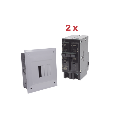 Kit Centro de Carga 4P para empotrar con 2 Interruptores Térmicos de 2 Polos, 20Amp 120/240Vca 10kA. | KITC2Q420E