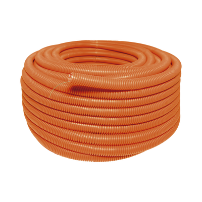 Manguera Poliducto Corrugado Flexible Naranja Reforzado de 1" x 50 m Para Instalaciones Eléctricas /Polietileno Alta Densidad HDPE/ Sin guía /Resistente a Intemperie. | SYS-136855