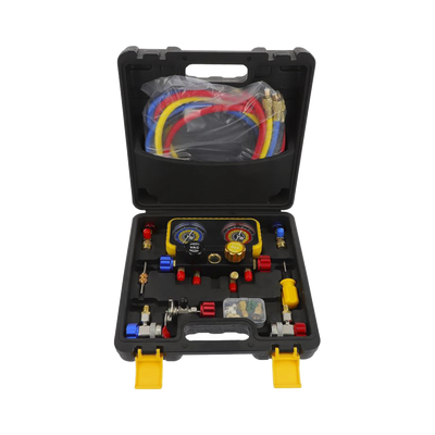 Manómetro de 4 vías con Accesorios para Gas refrigerante  R410A/ R32/ R134A/R22 | PSTH08002