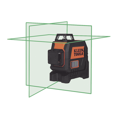 Nivel Láser de 3 Planos de Color Verde, de 360º y 30.5 m. de alcance, Compacto con Base Magnética y para Tripoide | 93CPLG