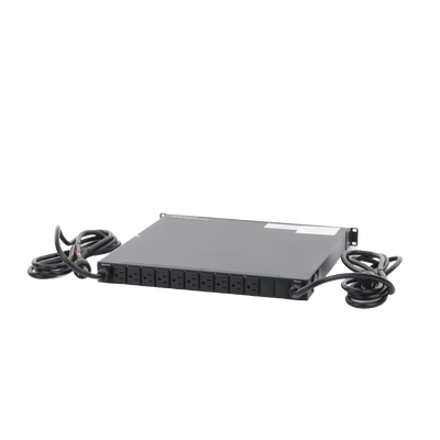 PDU Monitoreable de Transferencia Automática ATS (Fuente Redundante), Con 10 Salidas 5-15R,   Enchufes de Entrada L5-20P, Instalación Horizontal de 19in, 1UR, 20 Amp, 120 Vca | NPATS11002