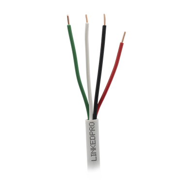 Bobina de Cable 305 Metros (1000 Pies): 4 x 22 AWG, Color Blanco, CM, Para Sistemas de Seguridad y Alarmas | LP224W/1000