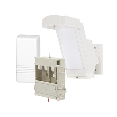 Detector de Movimiento PIR Antimascara / 100% Exterior /  Inalámbrico / Hasta 12 metros a 85°; de cobertura/ Instalación a 3 metros / Incluye transmisor 5816 para paneles Honeywell | HX40-RAM-WH