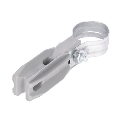 Aislador de paso o esquina de color GRIS con abrazadera incluida de 1 Pulgada para uso en poste cerco eléctrico | SFABRAZADERA1PG