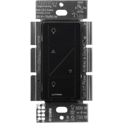 (Caseta Wireless) Atenuador de pared. Aumenta/Disminuye Intensidad de Iluminación. No requiere cable neutro. 150W LED / 600W INC/HAL | PD6WCLBL