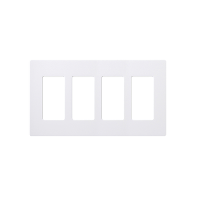 Placa de pared 4 espacios, color blanco, para atenuador (dimmer), switch ó control remoto PICO inalámbrico | CW4WH