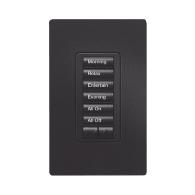 (RadioRA2) Teclado Seetouch Hibrido 6 botones, 2 botones subir/bajar, programe escenas diferentes en cada botón,puede instalarse en un interruptor de luz. | RRDHN6BRLMN
