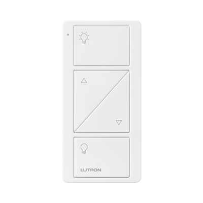 Control remoto PICO 3 botones encender/apagar, subir/bajar intensidad, color blanco, complemente con un atenuador Caseta, RA2, RadioRa2. | PJ22BRLGWHL01