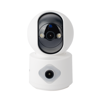 Camara doble lente 3mp| Wifi| autoseguimiento| Detección de movimiento| audio de 2 vias| almacenamiento hasta 128GB | SCAM3DB