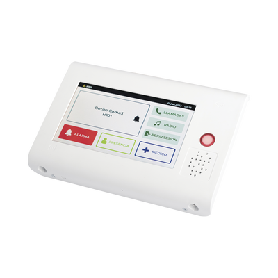 Terminal de Habitación IP para Hospitales / Lector RFID 125 KHz / Audio Bidireccional / SIP / PoE / Pantalla Táctil 7" / Compatible con NX1071 y NX1075 | NX1021