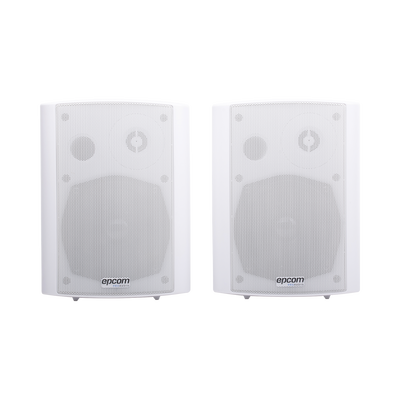 Altavoces Amplificada de Montaje en Pared 5"+1.5" | RMS 20W@8ohms y Pasivo 20W | Material ABS | Reja Metálica | Bracket de Metal | Color Blanco | SF-775AW