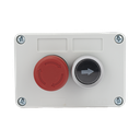 Botonera Doble Para Barreras Vehiculares, Operadores Corredizos y Abatibles / Botón de Stop Enclavado | XBS-SW-23