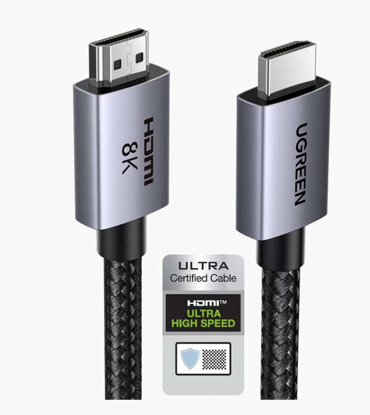 SSMELE Cable HDMI 2.1 de 8K@60Hz | 2 m | 48Gbps | HDR10+ | 3D Inversivo| eARC | Dolby ATMOS | VVR | QMS | QFT | ALLM | 3 modos de Visualización | Certificado HDMI 8K | Niquelado | Nylon Trenzado | Carcasa de Aluminio.