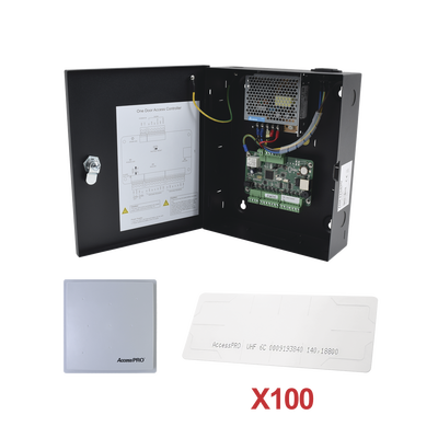 Kit para automatizar 1 ACCESO VEHICULAR con STICKERS en Parabrisas de vehiculos / Incluye Panel,  lector y 100 stickers / Software IVMS4200 incluido | KIT-UHFSTICKER-01