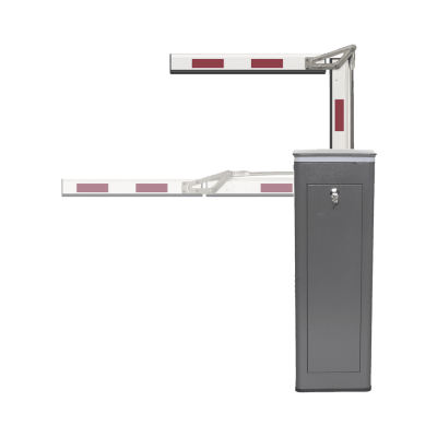 Kit de Barrera Vehicular Izquierda y Brazo ARTICULADO de 3 Metros / Finales de Carrera Ajustables por Programación / Movimiento Fluido / Diseño Elegante Color Gris / Con Corona Led Semaforizada | KT-XBF-LBA3