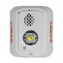 Sirena con Lámpara LED Estroboscópica / a 2 Hilos / Montaje en Pared / 24 Vcd / Configuración Estroboscópica Seleccionable / Texto en Español / Color Blanca | P2WLEDSP