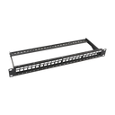 Patch Panel Modular sin Blindaje de 24 Puertos, 1U, con Barra para Organizar Cable | LP-PP-23-UTP-BK-24P