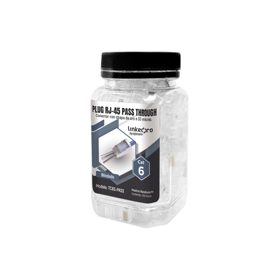 Bote con 100 Plugs Pass Through RJ45 Cat6 Blindado Chapado de Oro a 30 Micras para Durabilidad Extrema | TC6S-PASS