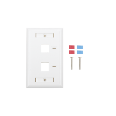 Placa de Pared de 2 Puertos, Keystone, con Espacio para Etiqueta, Color Blanco | LP-FP-22