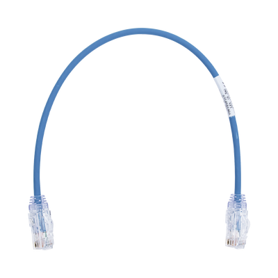 Cable de Parcheo TX6, UTP Cat6, Diámetro Reducido (28AWG), Color Azul, 0.3 Metros (1 Pie) | UTP28SP1BU