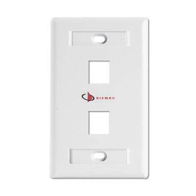 Placa de Pared Keystone de 2 Salidas, Color Blanco, para Jacks Keystone Z-MAX y MAX | KFP-S-02-02S