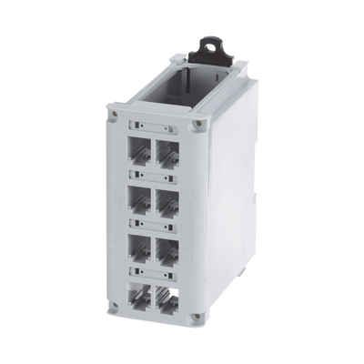 Panel de Parcheo Modular para Cobre, Blindado, de Instalación en Riel DIN Estándar de 35 mm (1.38 pulgadas), 8 Puertos Mini-Com, Color Gris | CDPP8RG-S