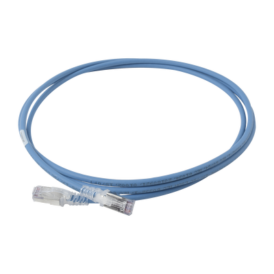 Patch Cord Skinny Cat6A Blindado S/FTP, 2.13 Metros (7 Pies), Diámetro Reducido 28 AWG, Color Azul | SP6A-S07-06