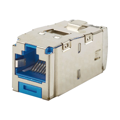 Conector Jack RJ45 Blindado, Estilo TG, Mini-Com, Categoría 6A, de 8 Posiciones y 8 Cables, Color Azul | CJS6X88TGBUY
