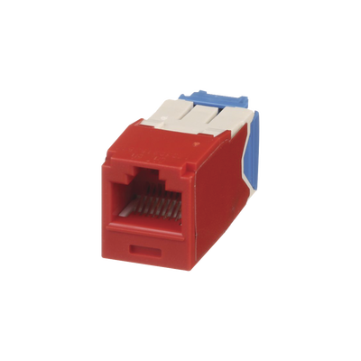 Conector Jack RJ45 Estilo TG, Mini-Com, Categoría 6A, de 8 Posiciones y 8 Cables, Color Rojo | CJ6X88TGRD
