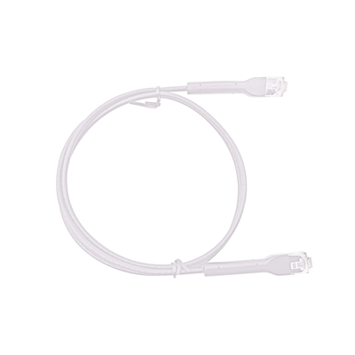 Mini Patch Cord Cat6A Ultra Slim 30 cm (11.81 Pulgadas) Blanco ? Ahorra Espacio sin Organizadores, con Bota Flexible | LP-PSLIM-A030WH