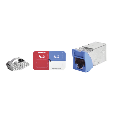 Jack Z-Max Cat6A, Blindado, Montaje Híbrido en Placa de Pared (Plano y Angulado), Color Azul, Versión Bulk (Sin Empaque Individual) | Z6A-S06B