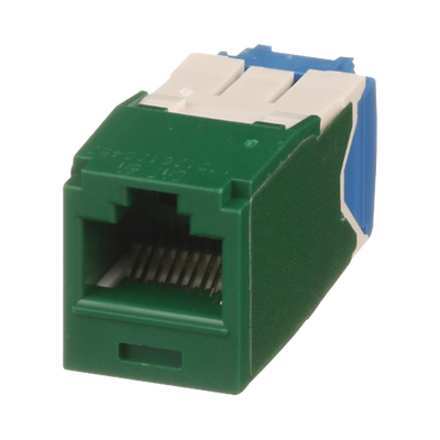 Conector Jack RJ45 Estilo TG, Mini-Com, Categoría 6A, de 8 Posiciones y 8 Cables, Color Verde | CJ6X88TGGR
