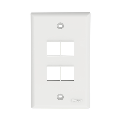 Placa de Pared Vertical, Salida Para 4 Puertos Keystone, Color Blanco | NK4FNWH
